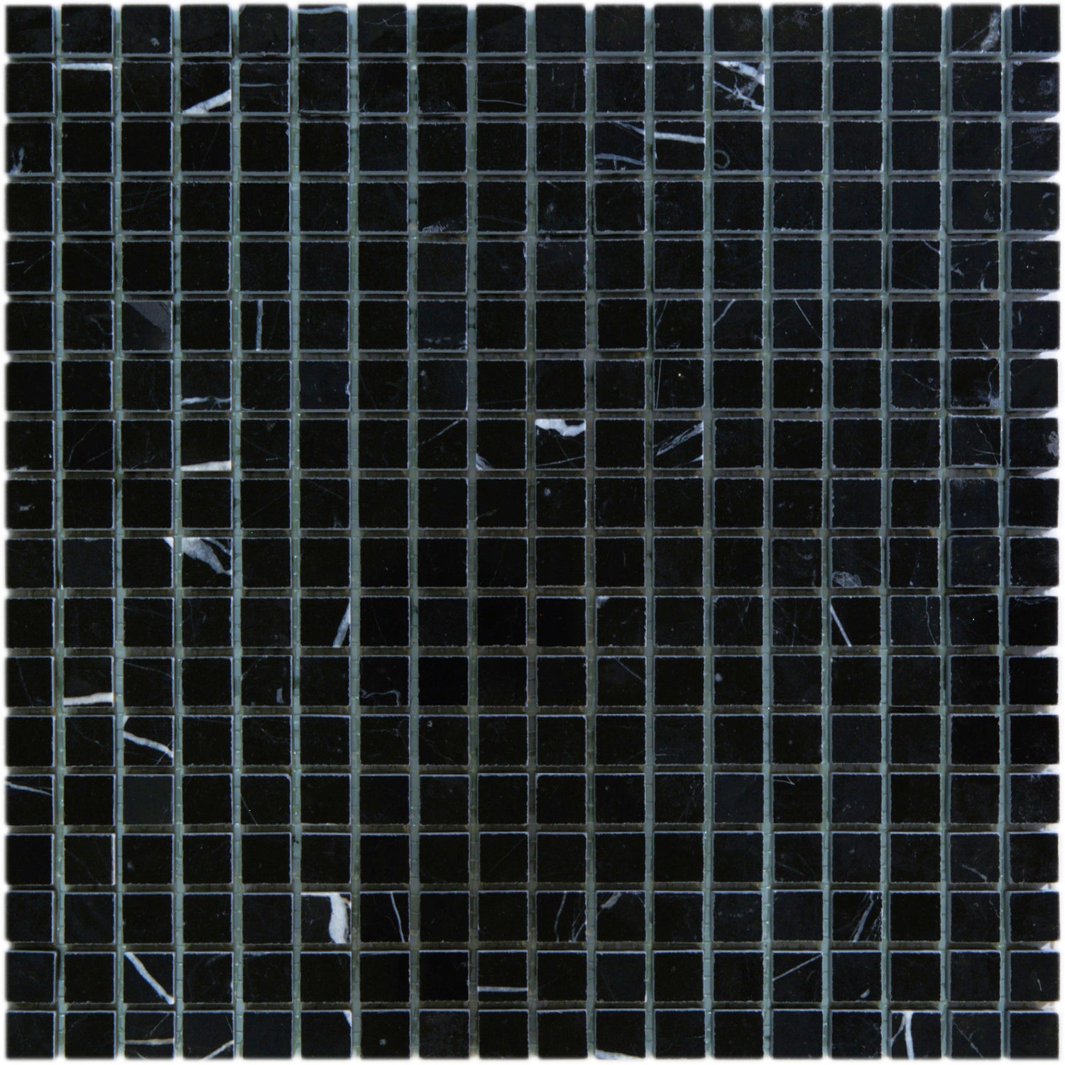 Mosaico sobre malla en mármol negro marquinia brillo, para baño y cocina - espesor 8 mm - 1 m2