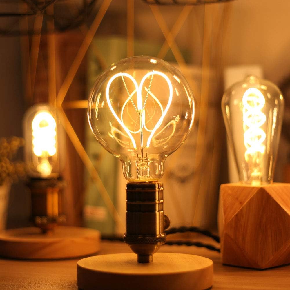 Ampoule Edison vintage classique G95 coeur Motif Filament LED doux Verre ambre 4W 220/240V Culot E27 - 4