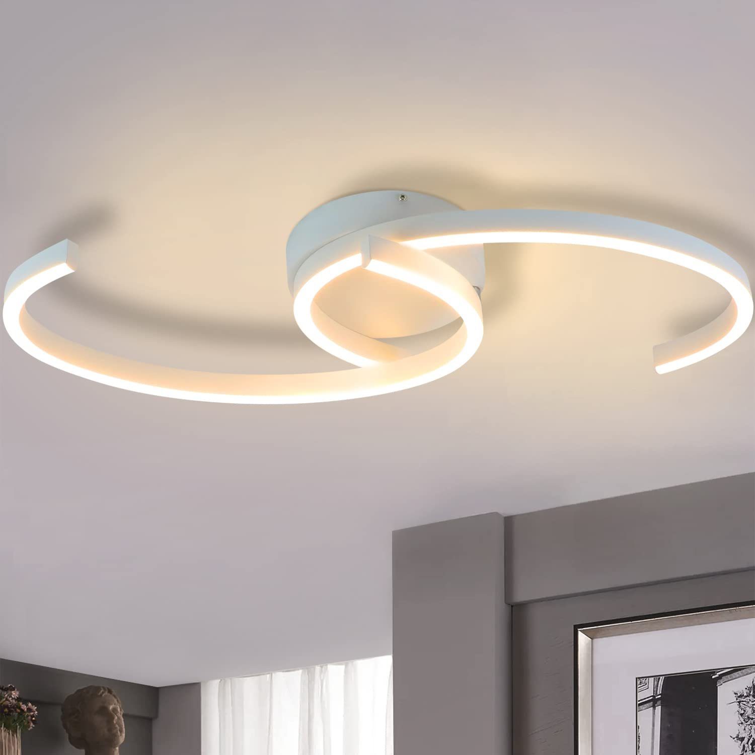 ZMH Lampa sufitowa do sypialni, wzór 2 księżyców, dekoracja biura, 3000 K