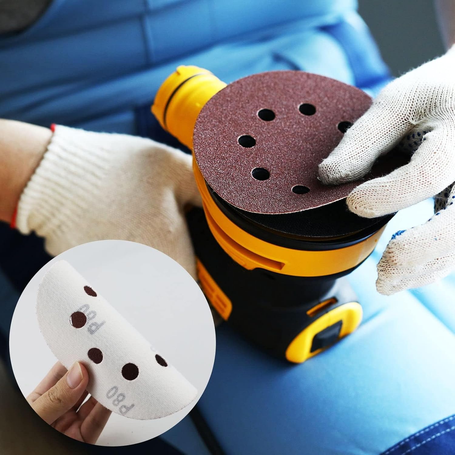 Disques Abrasifs 125mm Grain 80 Papier Poncer 50 PièCes 8 Trous Disque Poncage Pour Ponceuse Excentrique - 4