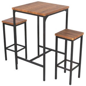 Ensemble Table Et 4 Chaises De Bar Vintage - 100x60x90 Cm (table) & 40x30x65 Cm (chaise) | Style Salon, Bar à Domicile