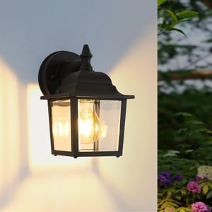 GOECO Applique Murale Extérieure Vintage Lampe murale LED E27 Base Pour Entrée Couloir Cour Jardin Terrasse Balcon Garage Noir (Ampoule non incluse)