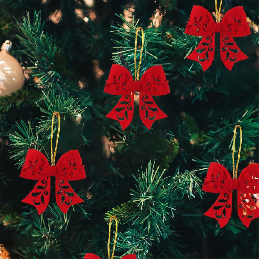10 szt. Czerwona muszka, ozdoba choinkowa, zawieszka na choinkę - 3