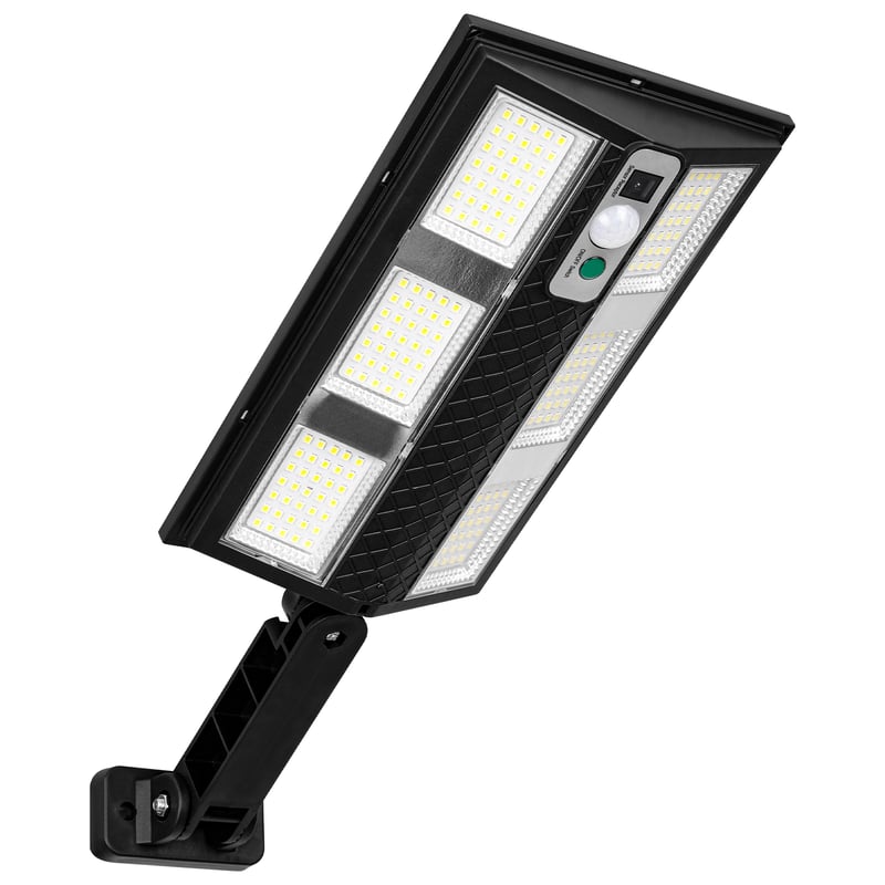 Lampa LED solarna elewacyjna kinkiet 210xLED IP44 6500K z czujnikiem PIR i pilotem czarna MasterLED