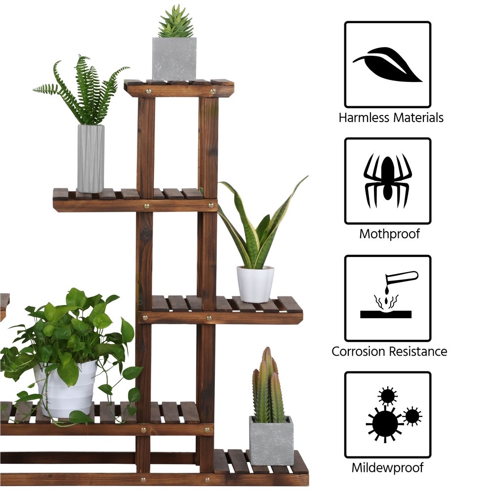 Étagère à Fleurs à 5 Niveaux Porte-plantes en Bois pour Maison Balcon Terrasse Yaheetech - 4