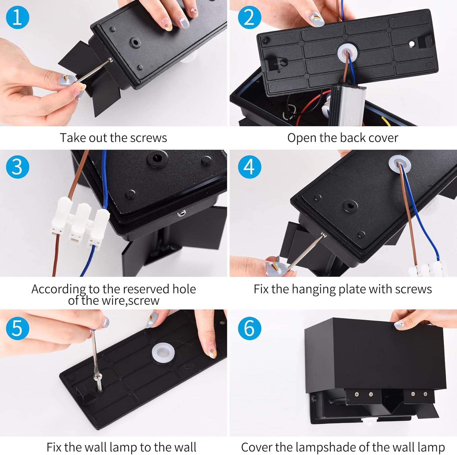 Applique murale intérieur/extérieur avec détecteur de mouvement, LED 24W, Etanche IP65 3000K Blanc Chaud, Noir - 9