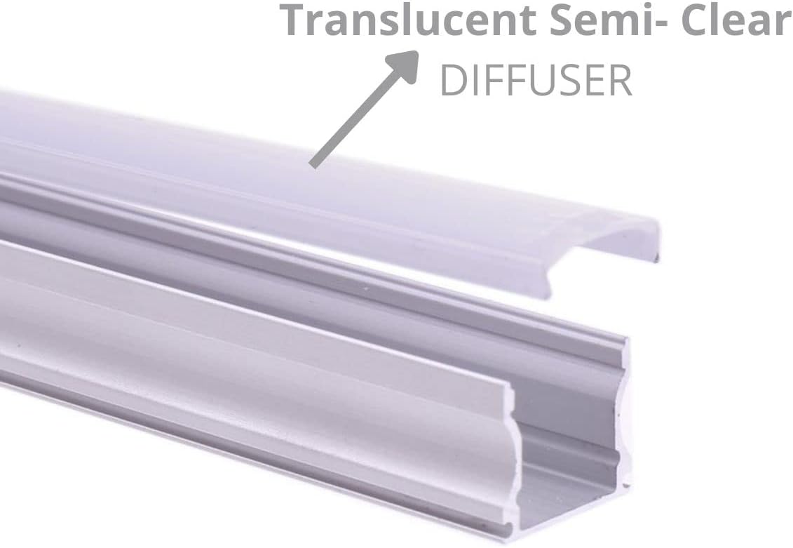 Jandei Pack x6 Profilé Aluminium Surface 1m pour Bande LED avec Couvercle Translucide 16.8mm x 14.5mm - 3