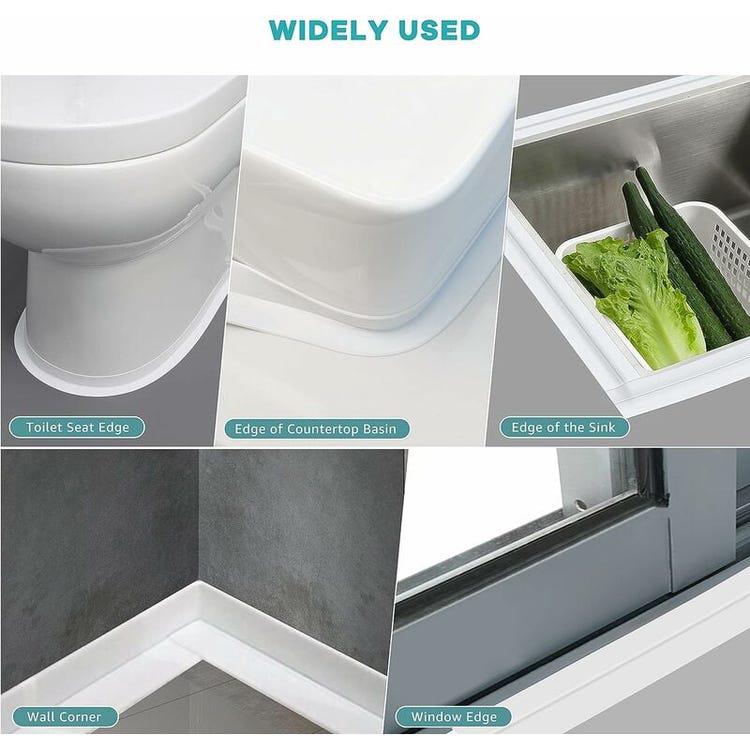 Striscia sigillante in silicone bianco per bagno, striscia sigillante per vasca da bagno, nastro sigillante impermeabile, nastro flessibile da cucina - 5