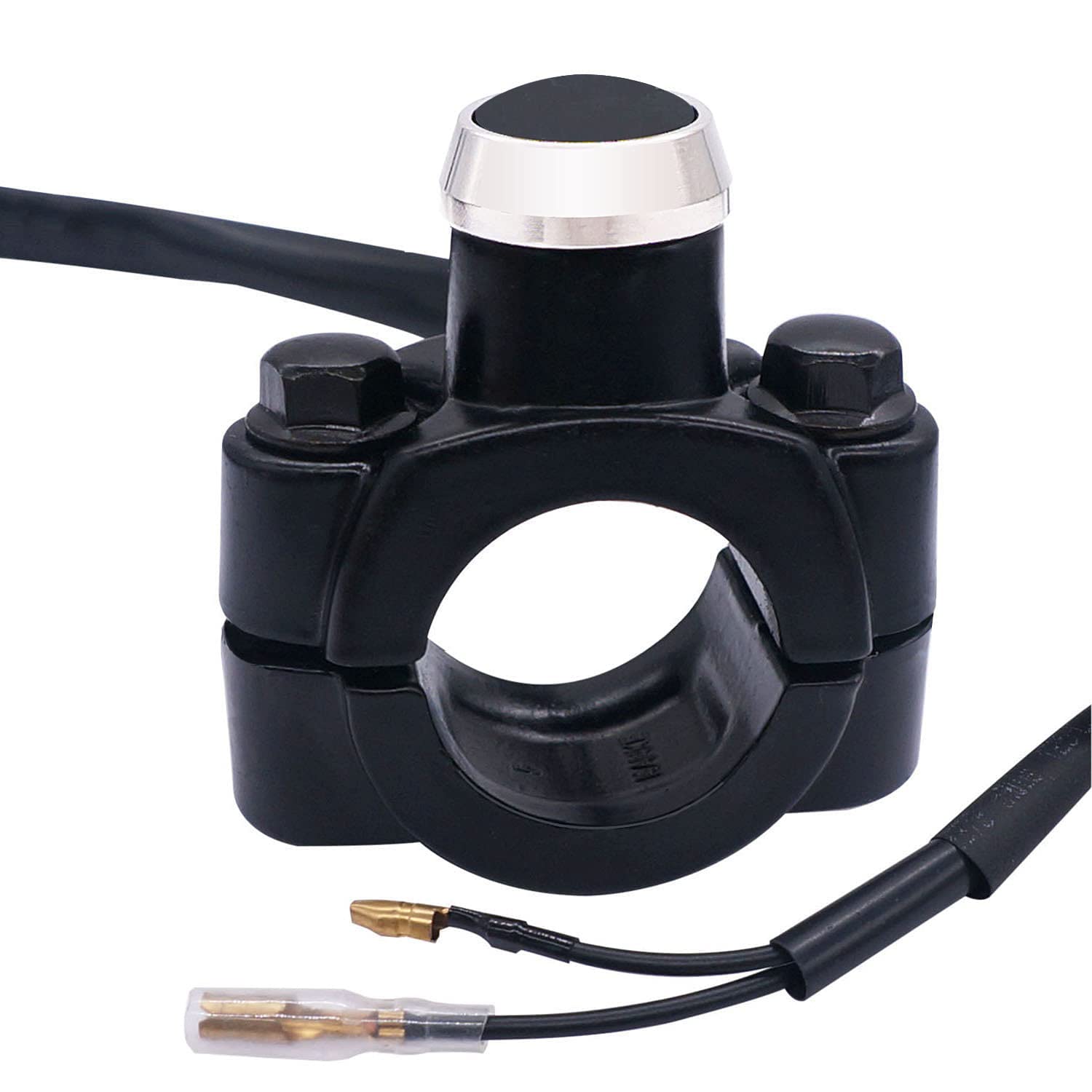 1 szt. 12 V przyciskowy przełącznik na kierownicę motocykla, wyłącznik silnika, start/stop, 22 mm (7/8") z płytką montażową