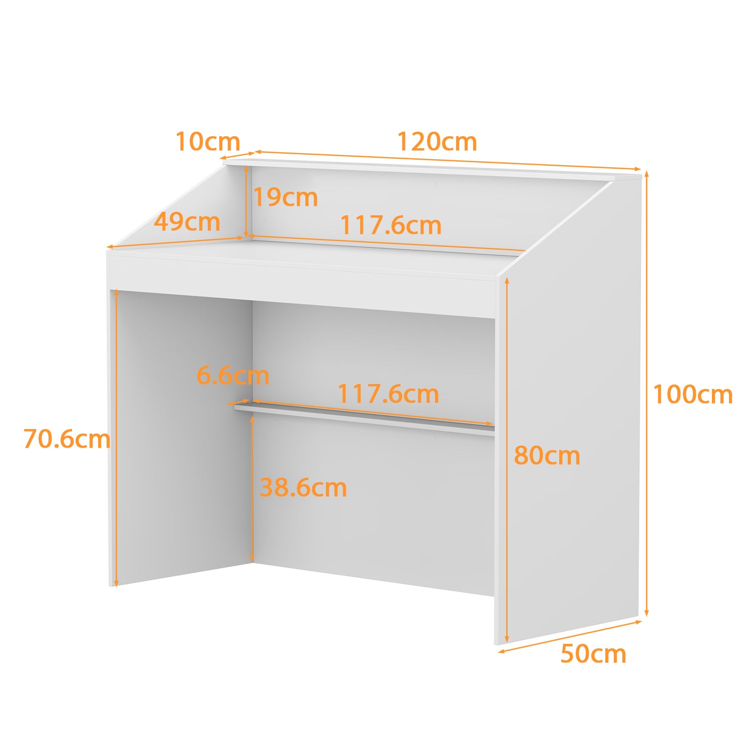 Comptoir de réception avec compartiments ouverts,Table de réception,étagères,Salon,Bureau,120x50x100cm,Blanc - 3