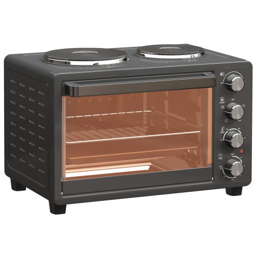 Mini horno de 28 l 2600w con placas calientes, temporizador de 60 min