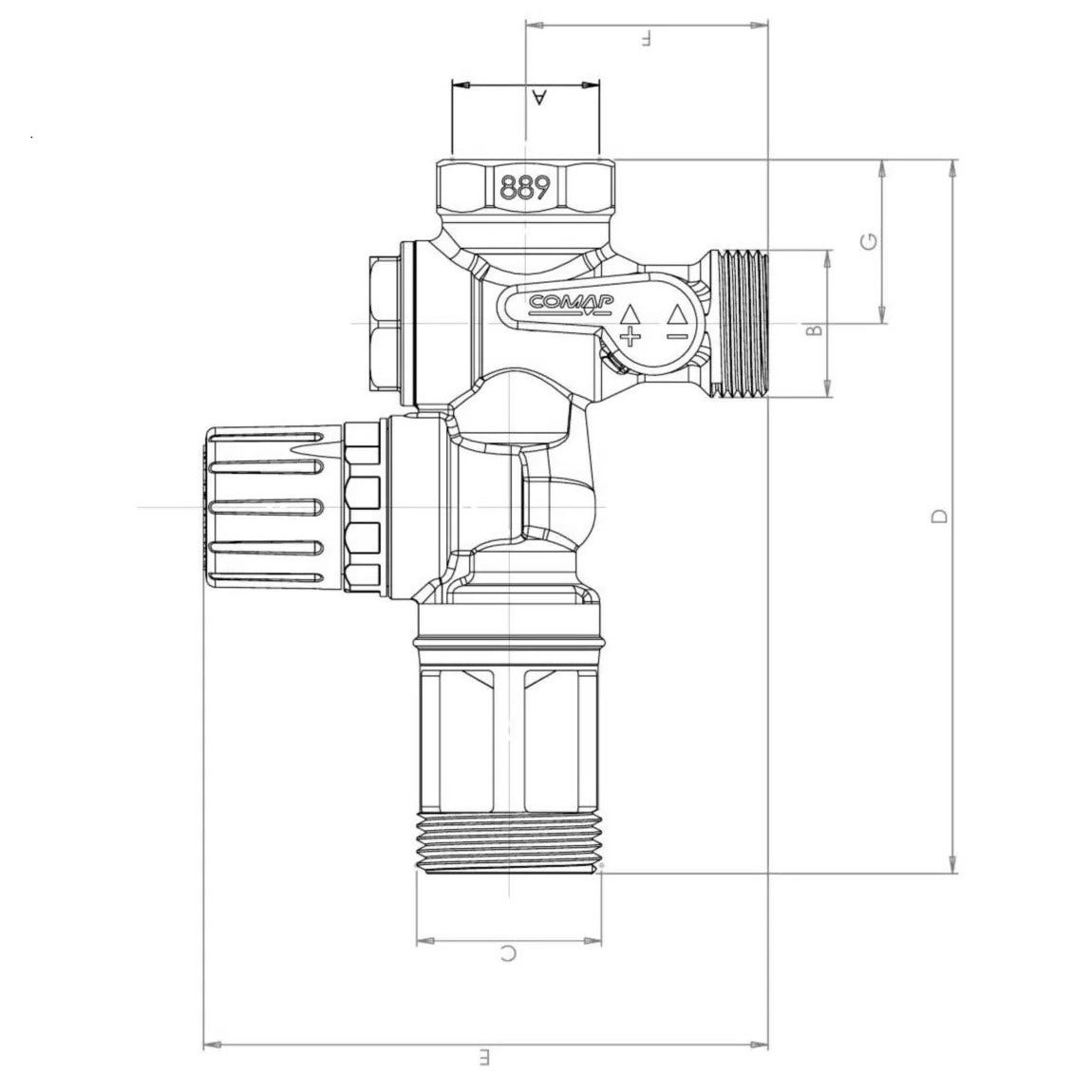 COMAP Groupe de sécurité 889 laiton droit pour chauffe eau, cumulus - 20x27 ou 3/4