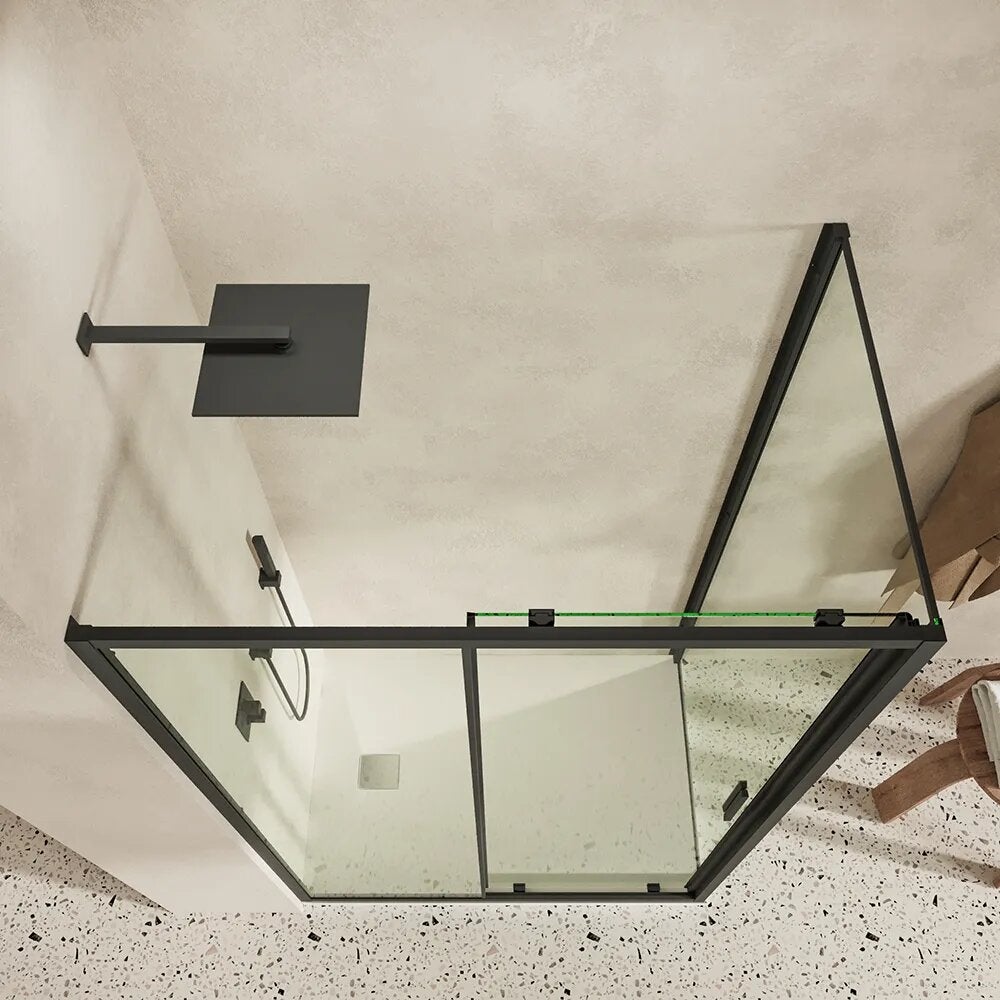 Mampara de ducha slim 90x160 cm con puerta corredera y panel fijo ...