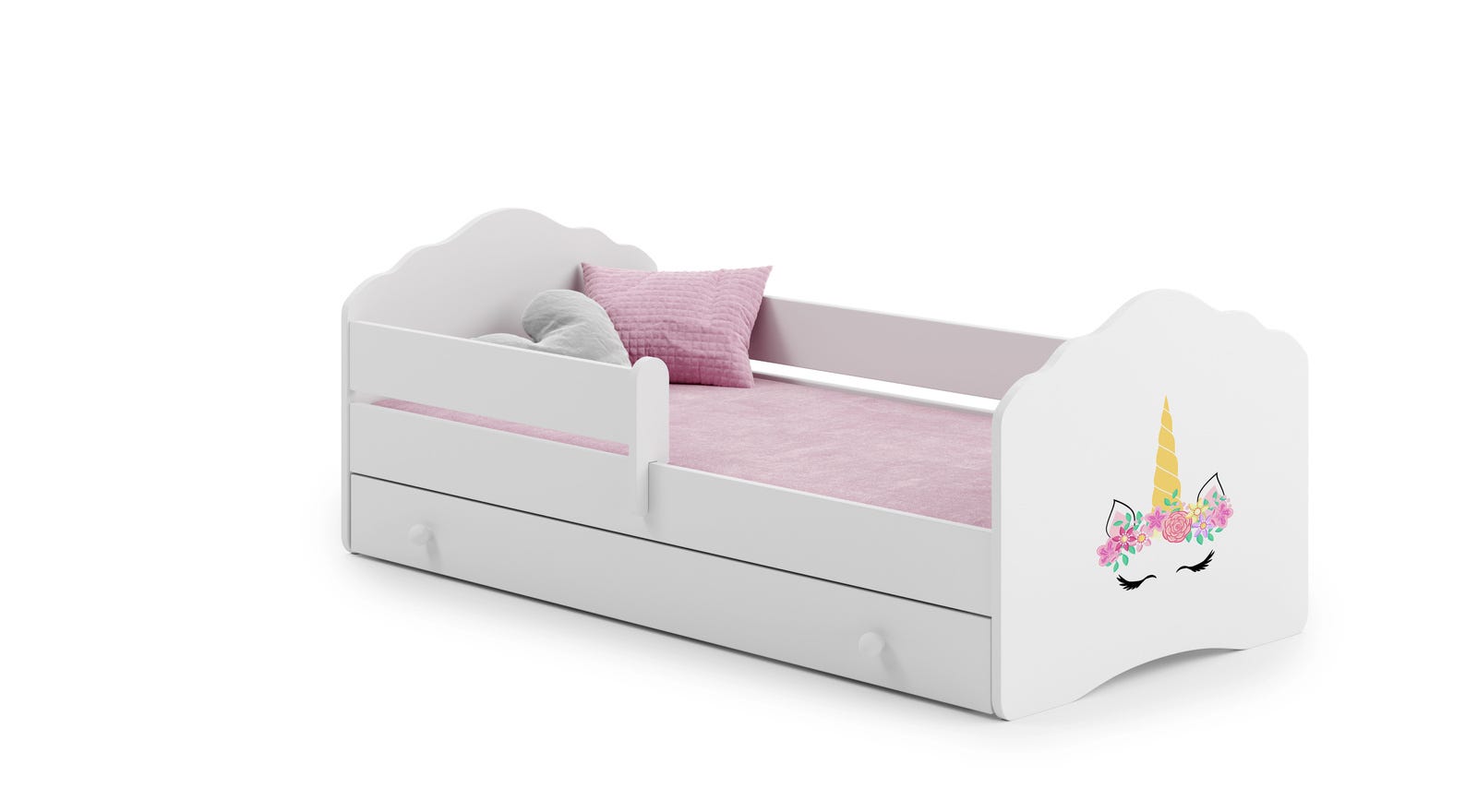 Cama Nido Infantil EMMA 160x80 Cm En Color Blanco - Incluye 2 Colchones Y Barreras Protectoras