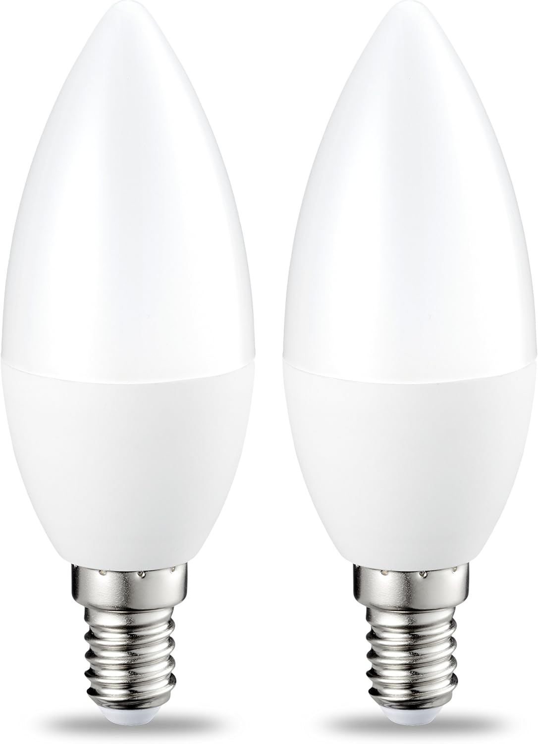 Zestaw 2 małych żarówek LED w kształcie płomienia, gwint Edisona E14, 5 W (odpowiednik 40 W), biały ciepły, bez możliwości regulacji natężenia