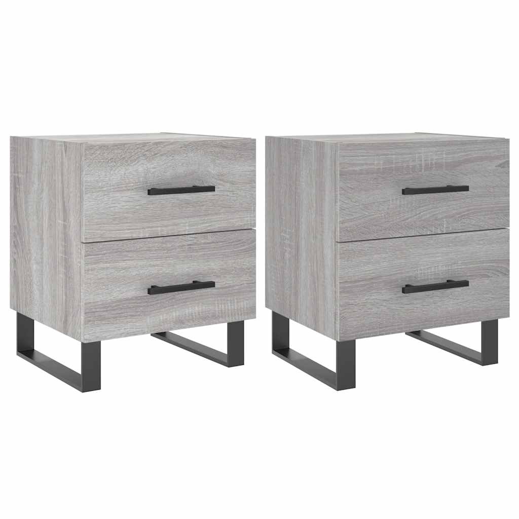 Mesitas noche 2 uds madera ingeniería gris Sonoma 40x35x47,5 cm vidaXL - 2