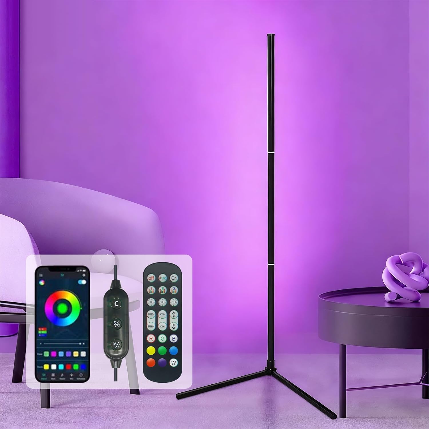 Enseigne Lumineuse LED RGB – Lampe Décorative Metallica – Noir, Plastique