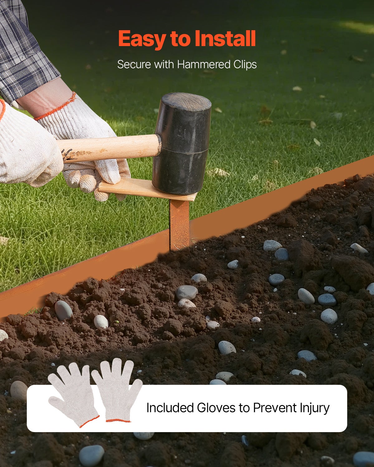 Bordure de Jardin Métallique en Acier 10PCs VEVOR 1016×114 mm, Bordures Pliables Résistantes aux Intempéries, Séparateur pour Pelouse Allée Parterre - 5