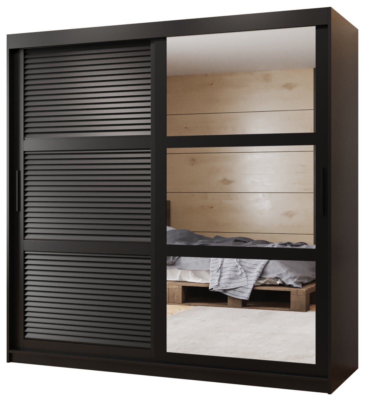 Szafa przesuwna garderoba ŻALUZJA 2 180 x 62 x 200 cm Czarny - Abiks Meble