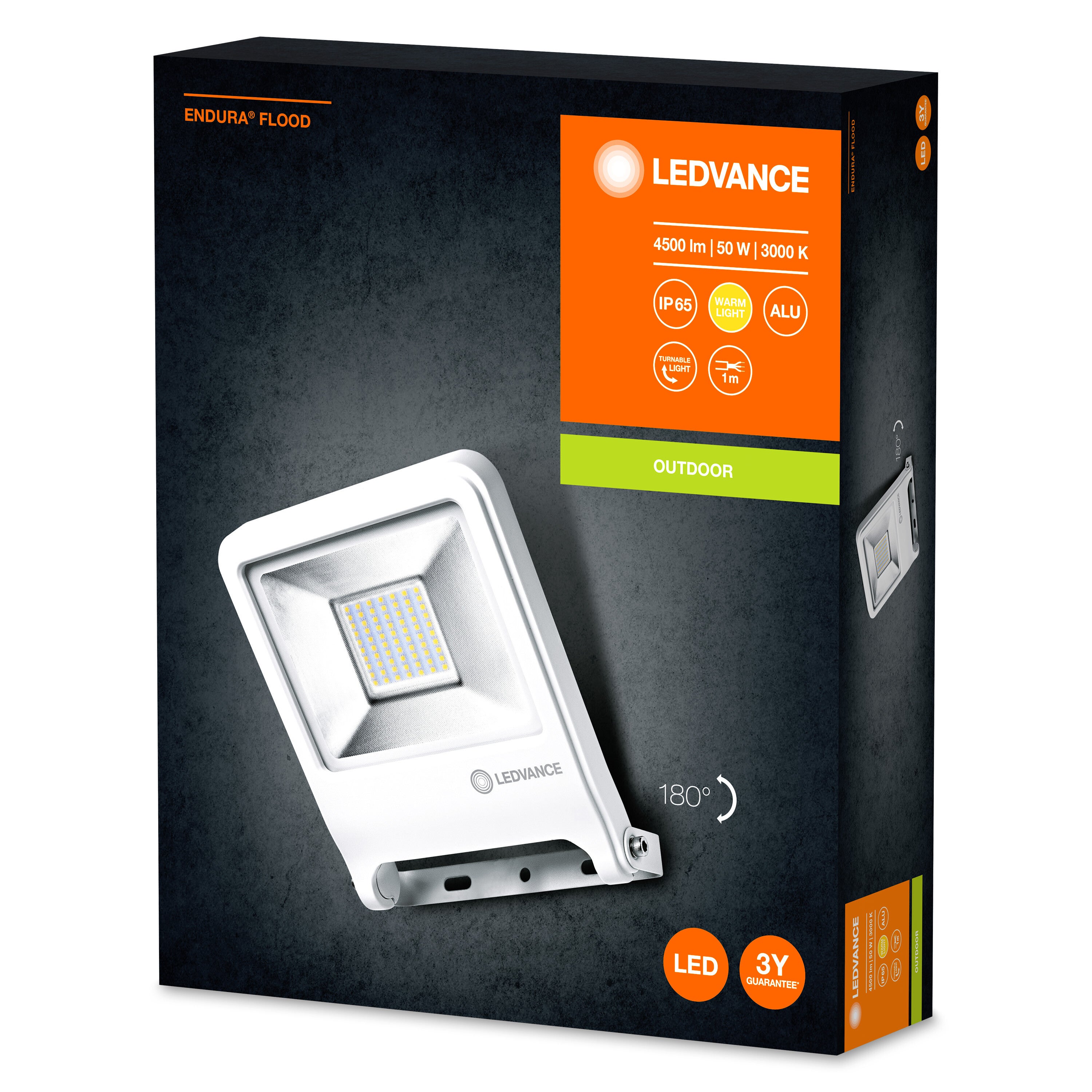 LEDVANCE Projecteur extérieur LED - 50 W - 4000 lm - IP65 - Aluminium - Blanc - 2
