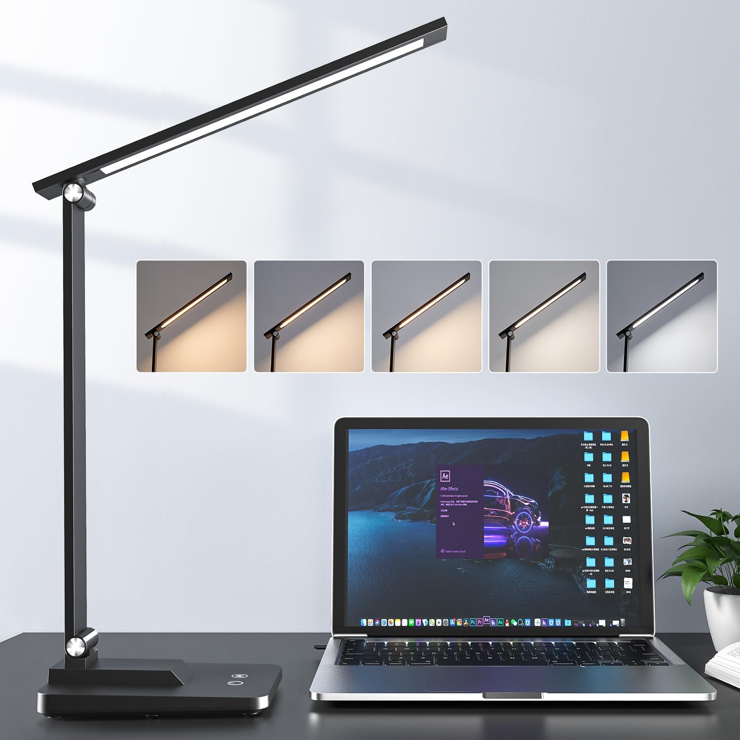 Lampada Da Scrivania A LED Con Clip 908A – 3 Temperature Colore, Alimentazione USB, Braccio Regolabile - 3