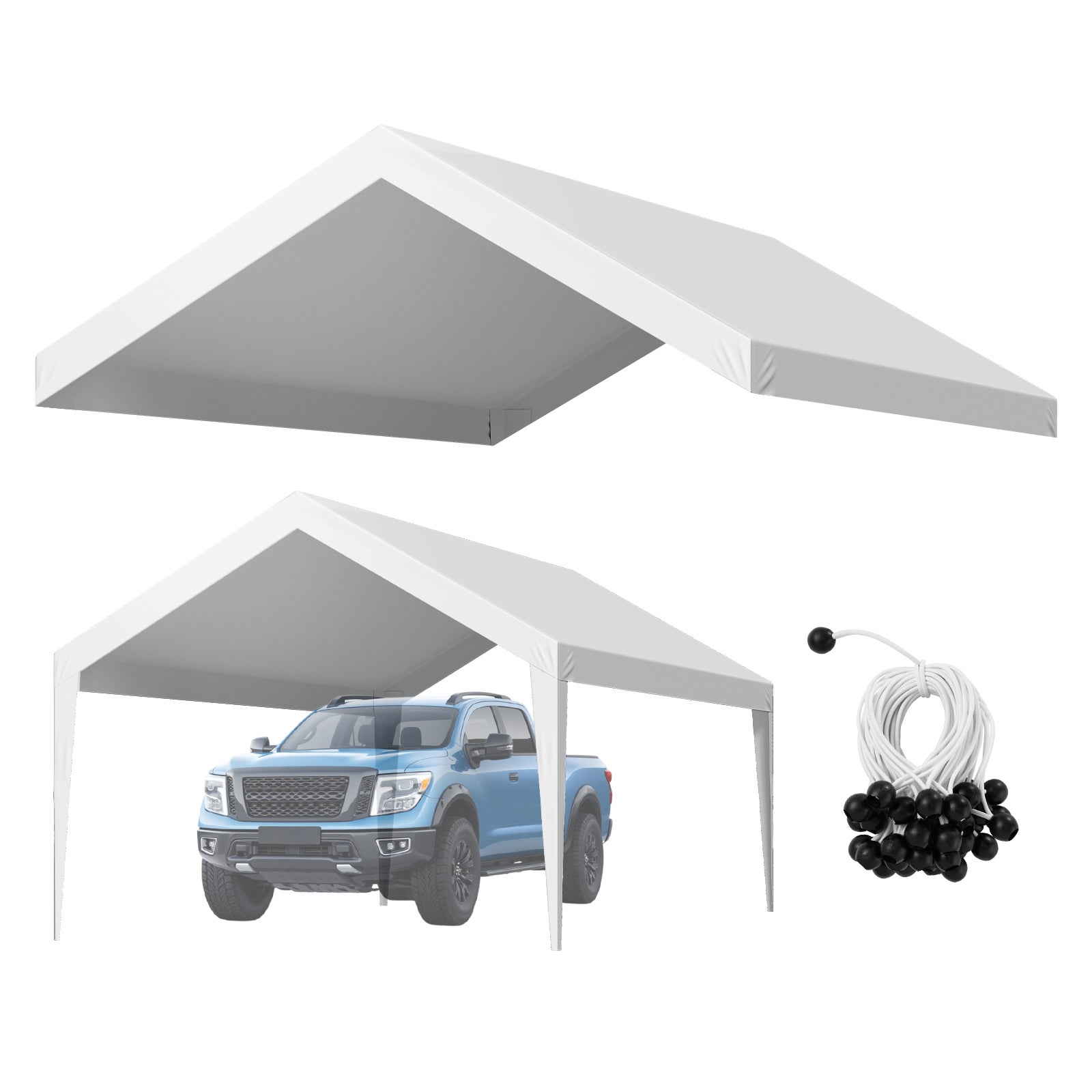 Poszycie wiaty VEVOR 3,65x6,09 m dach carport plandeka PE 210 g UV wodoodporna zamienny pokrowiec na garaz namiotowy