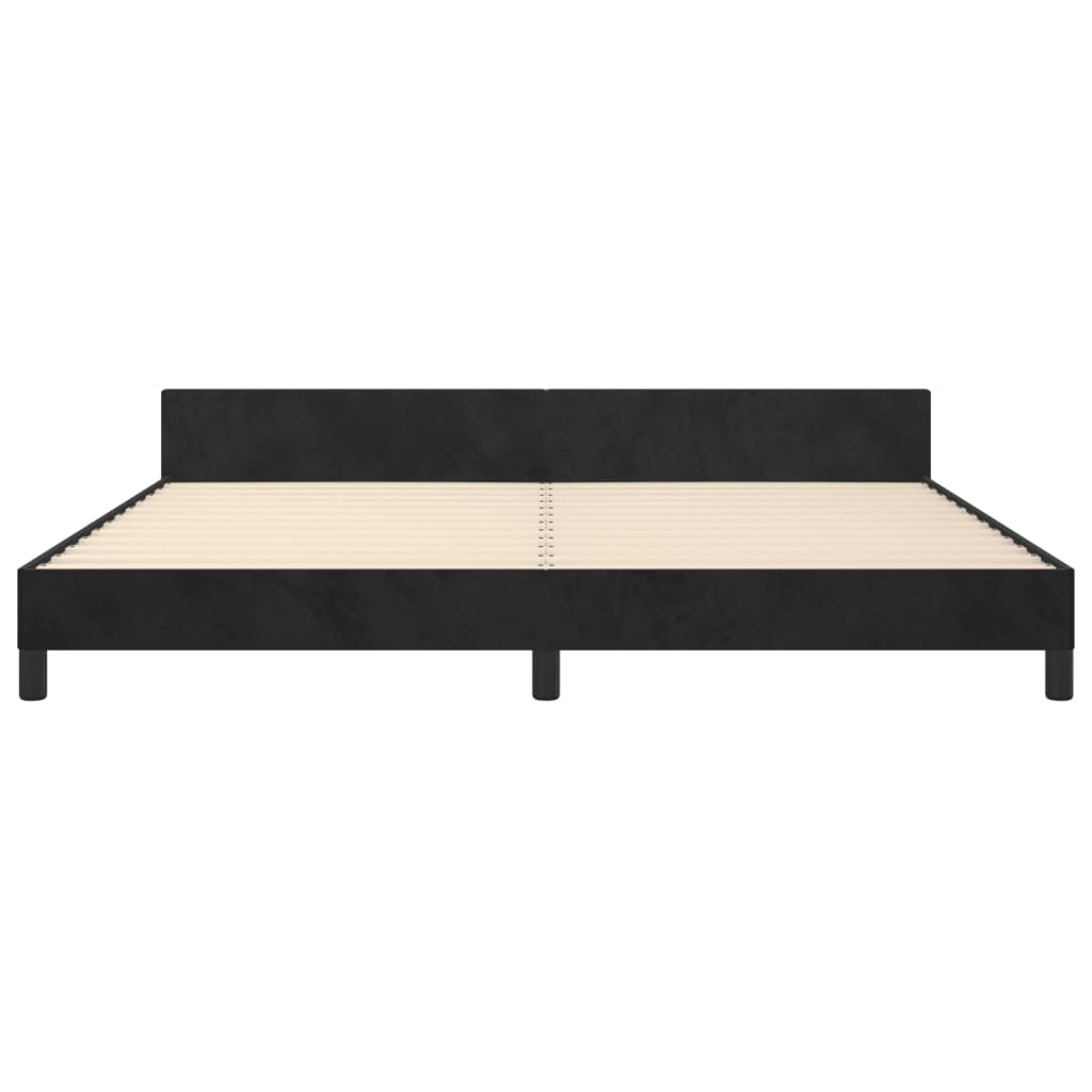 Cadre de lit sans matelas noir 200 x 200 cm en velours - 6