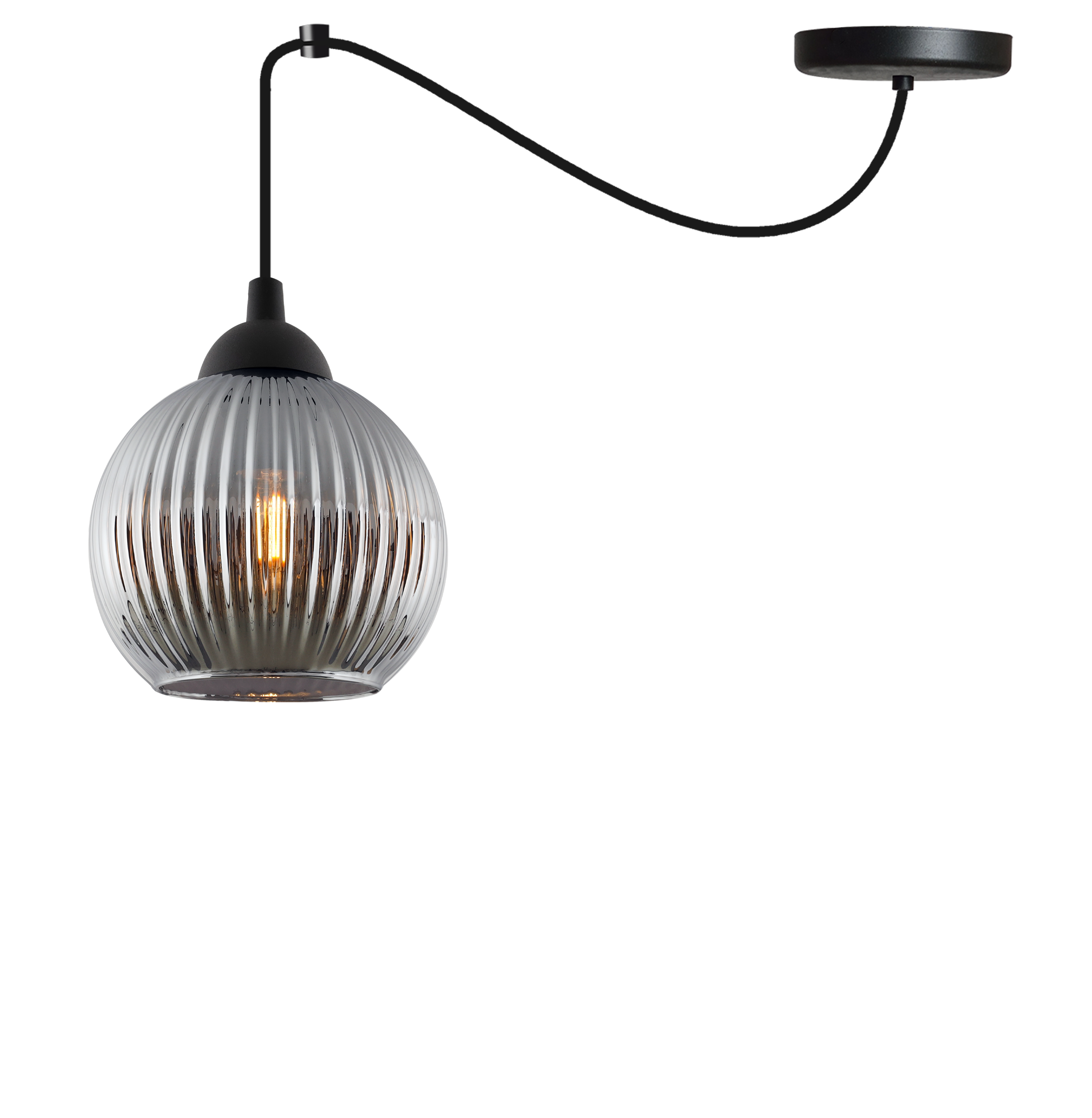 Lampa sufitowa wisząca Riffle Pająk loft 1xE27 klosz kula grafit Light Home LH - 7