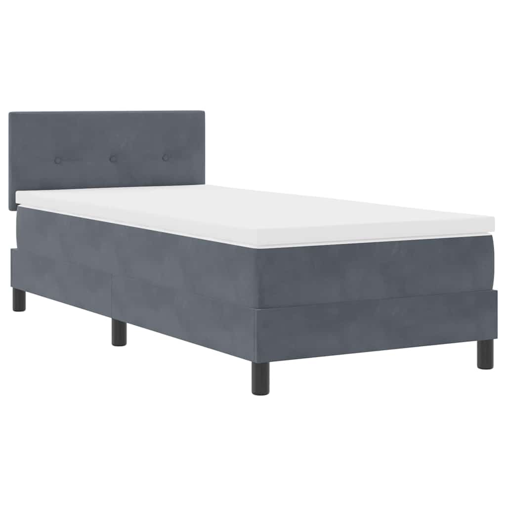 Cadre de lit avec matelas Gris foncé 90 x 200 cm Velours - 2