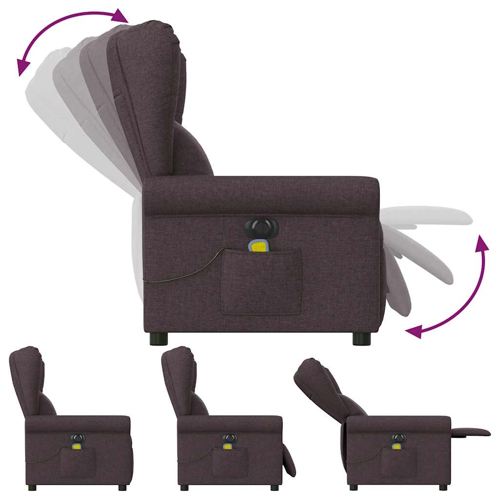 Fauteuil de massage | Fauteuil de relaxation | Chaise de relaxation inclinable électrique Marron foncé Tissu CFW335263 - 7