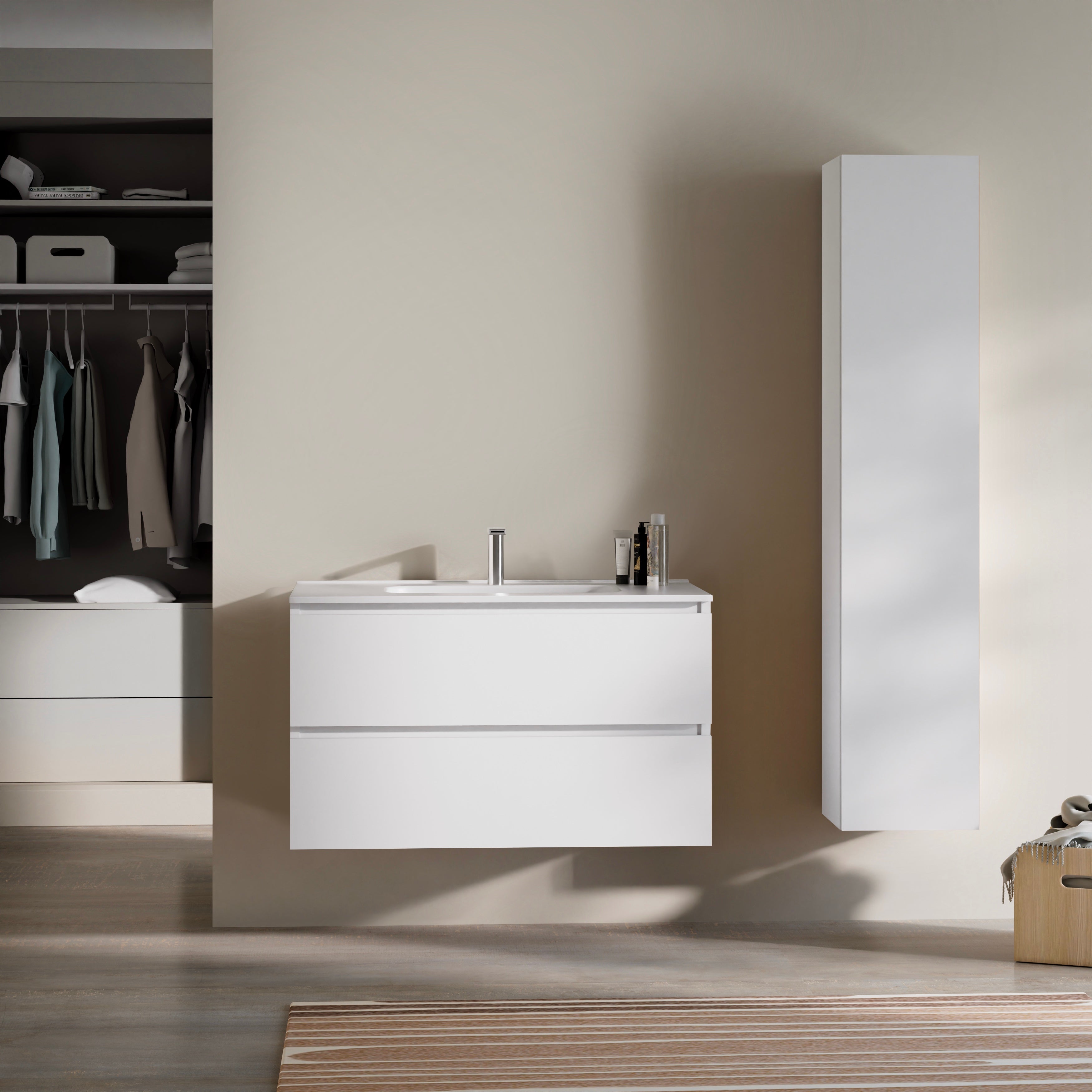 Feel Your Bath, Meuble Salle de Bain 80cm avec Vasque en Céramique Blanc Brillant – Design et Espace - 7