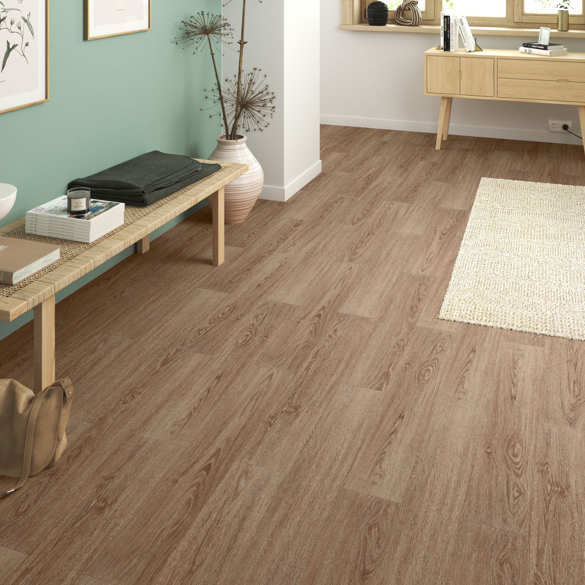 ARTENS - Échantillon de lame PVC - 28 x 15 cm - Sol PVC adhésif SADEMA - MEDIO - Effet bois naturel - Epaisseur 2 mm - Classe 21 - 2