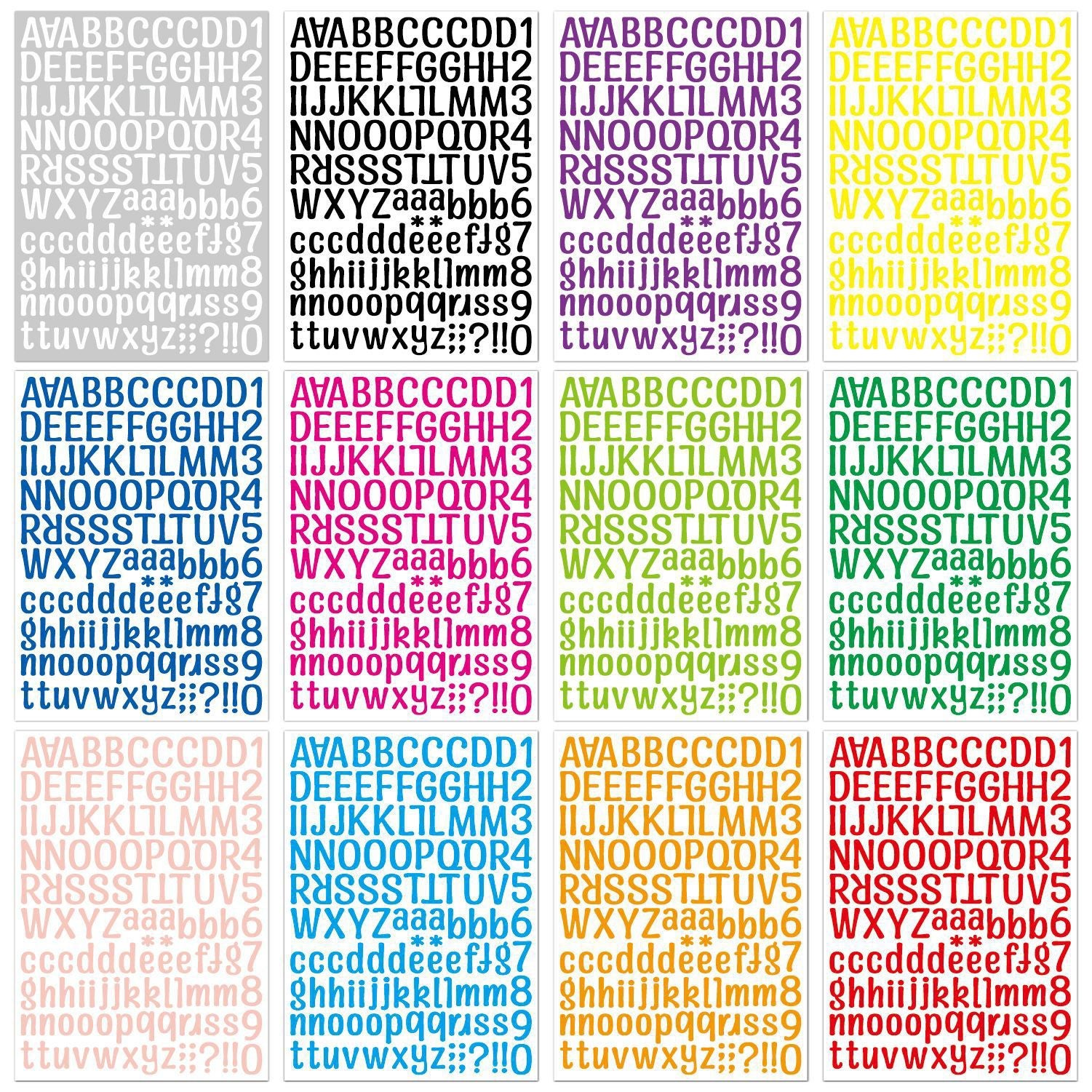 Adesivi alfabeto multicolore A05 blu scuro, lettere e numeri inglesi ...
