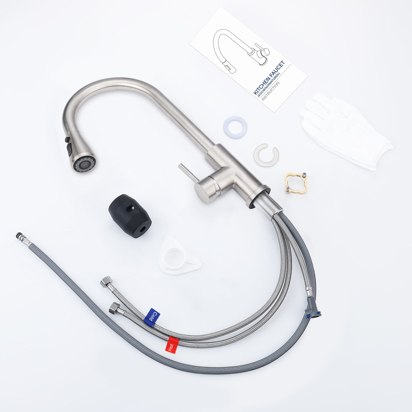 LOVHAUS Robinet de Cuisine, Robinet Extractible à 3 Modes, Robinet d'Évier Haute Pression, Mitigeur de Cuisine Pivotant à 360° - 8