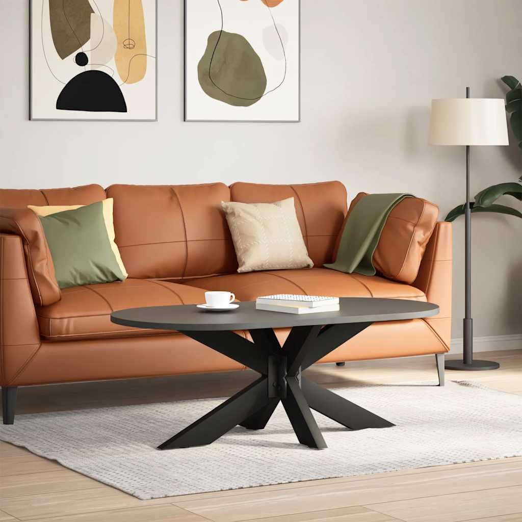 Table Basse Ronde Pied araignée 70 cm Bois et Noir - Maison