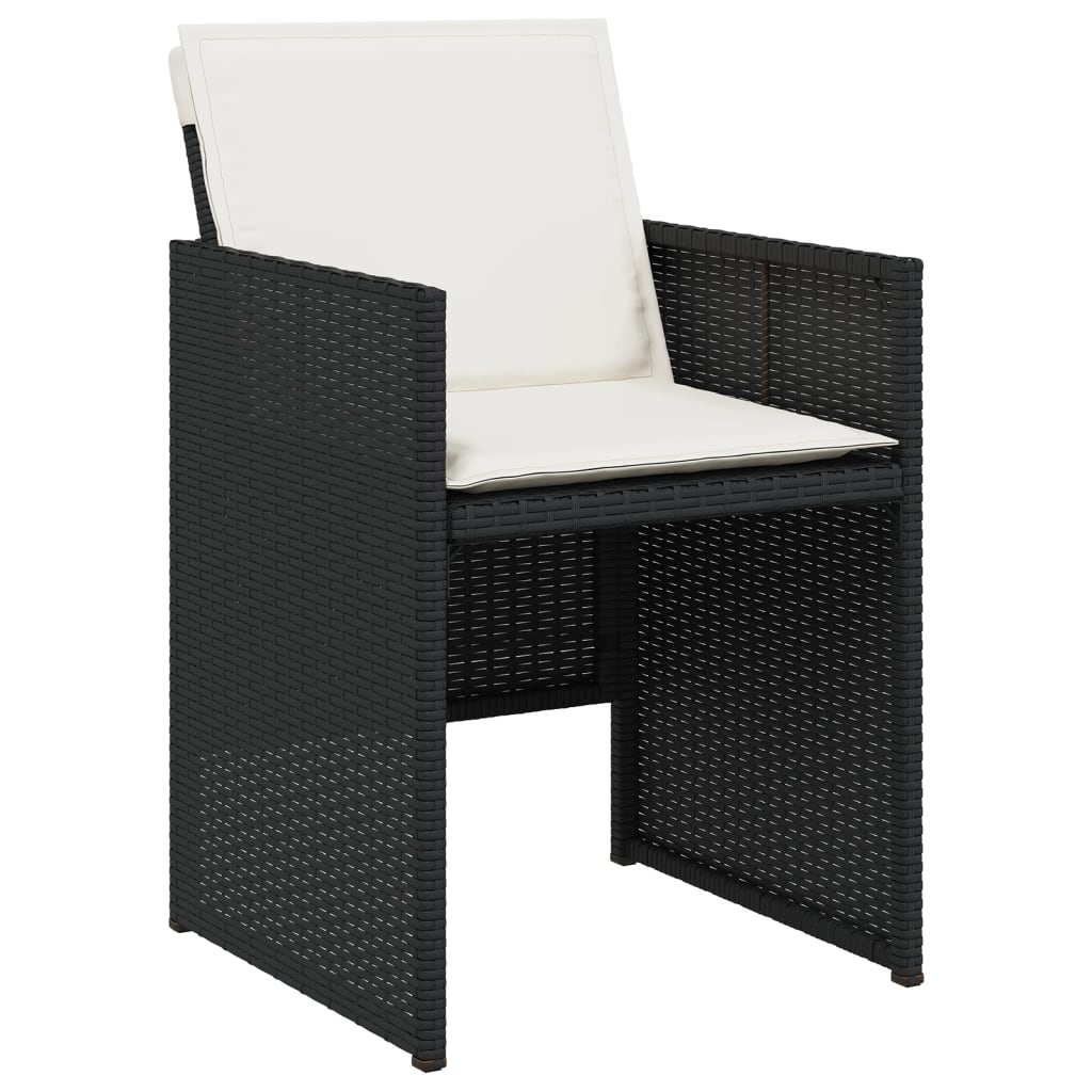 Set de muebles jardín 5 piezas con cojines ratán sintético negro - 5