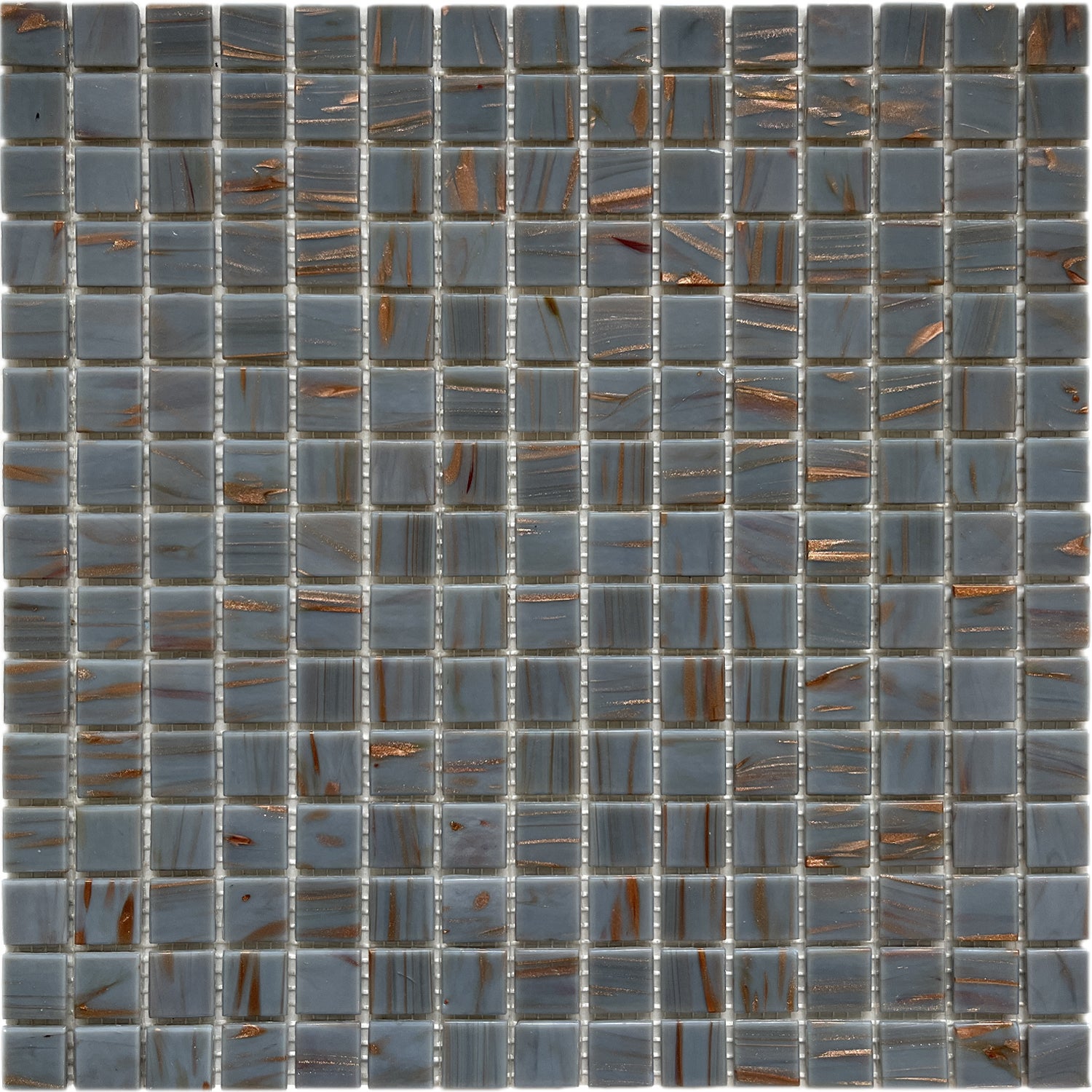 Multipack de 30 hojas de mosaico sobre malla de vidrio gris y dorado para baño (total 3 metros cuadrados) - espesor 4 mm - 32,5 x 32,5 x 0,4 cm