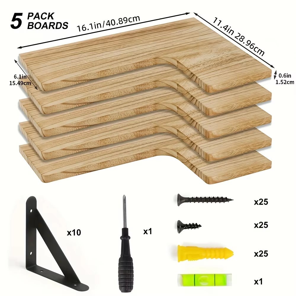ZAEWRY scaffalatura a cinque ripiani da parete, pannello sospeso a parete, scaffalatura per bagno, cucina, camera da letto - 3