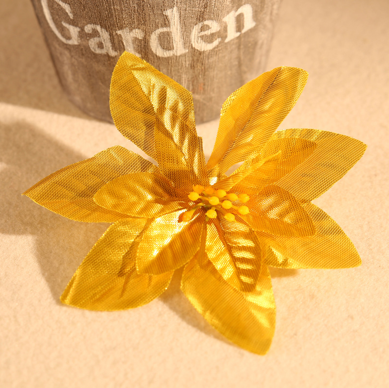 Lot De 12 Poinsettia Artificielles à Paillettes De 12,7 Cm Avec Attaches Pour Mariage, Noël, Festival, Décoration De Vacances, Couronne De Noël, Guirlande, Décoration De Noël