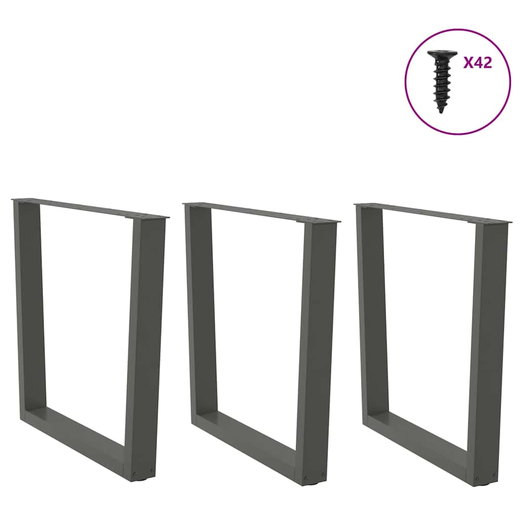 vidaXL Pieds de table à manger en forme de V, 3 pièces, anthracite, 80 x (72-73,3) cm, acier - 4