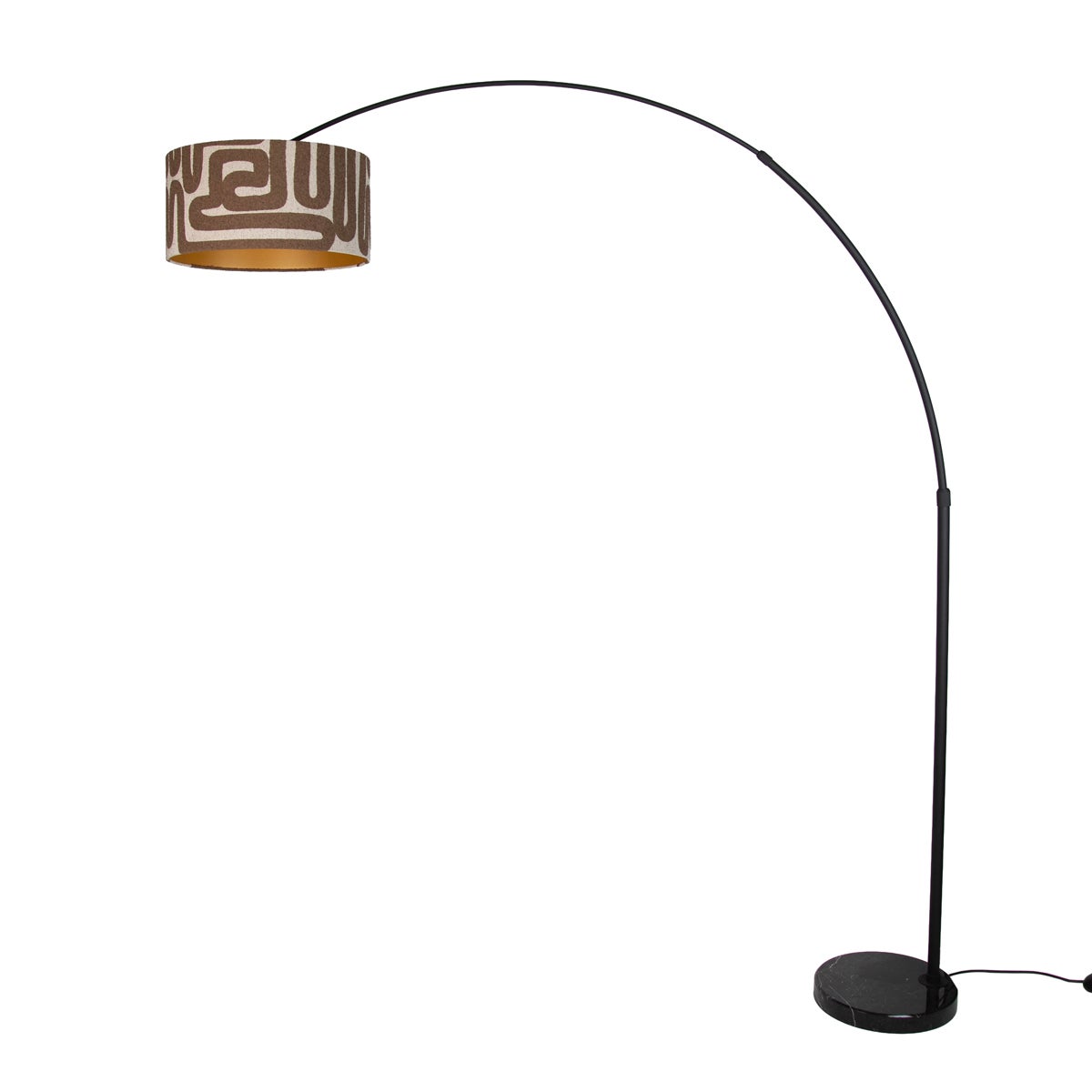 Lampa podłogowa czarna z brązowo-beżowym abażurem w paski 50 cm - XXL