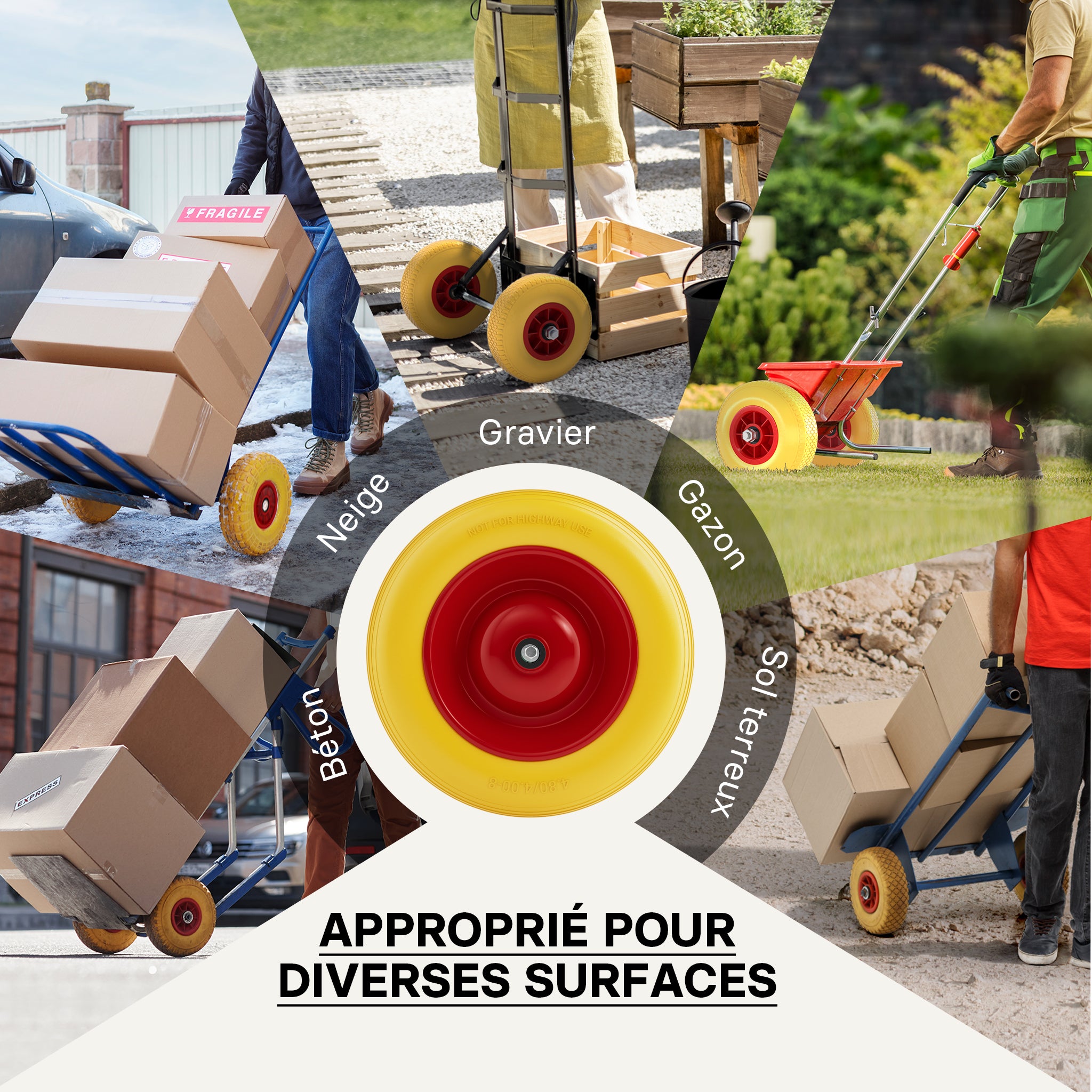 Roue complète increvable 3.50-8 pour Diable – 365 x 82 mm – en PU / Polyuréthane – profil rainuré – Capacité de charge max. 130 kg – pour… Wiltec - 6