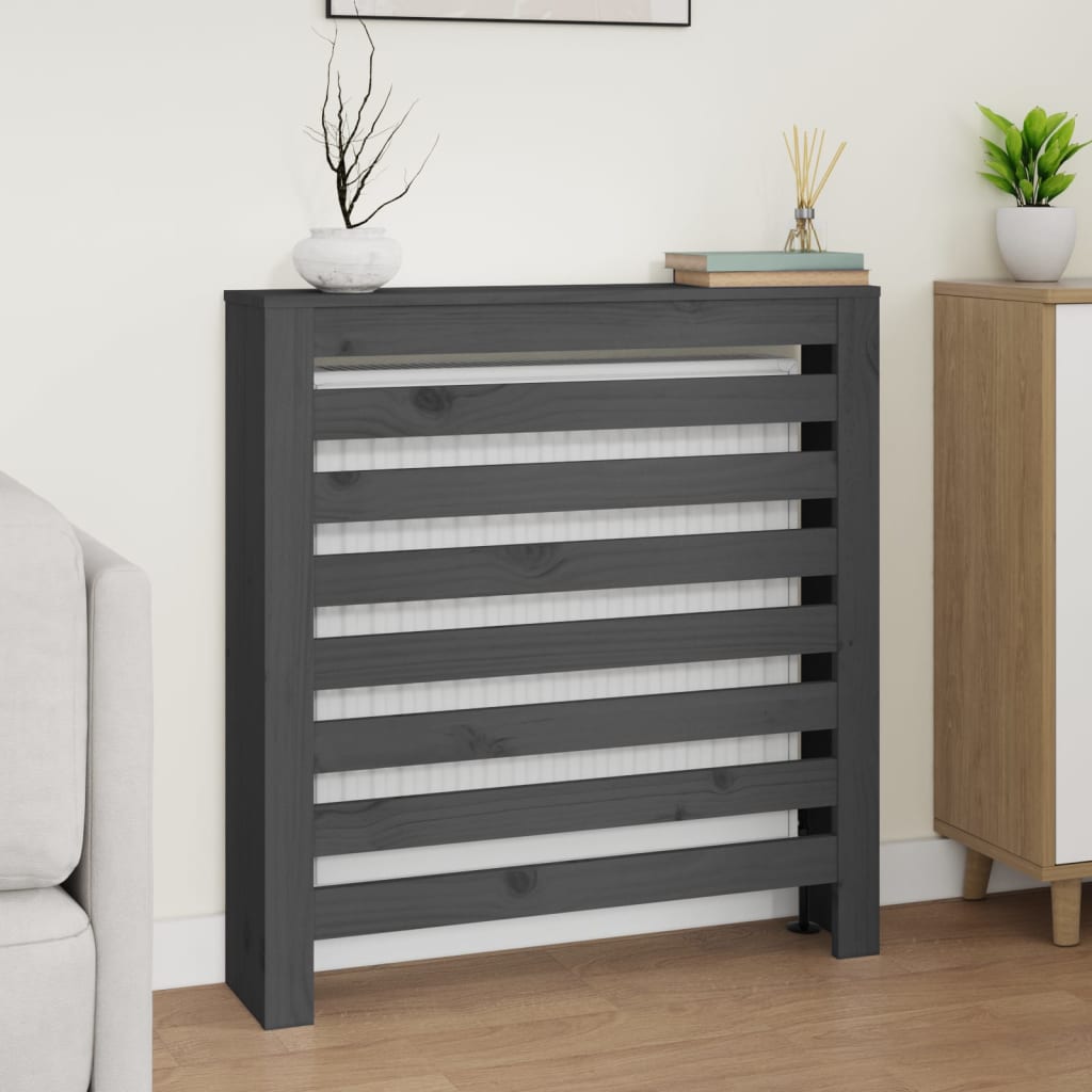 URBNLIVING Moderna copertura per termosifone in legno MDF griglia mensola mobile (grigio, piccolo