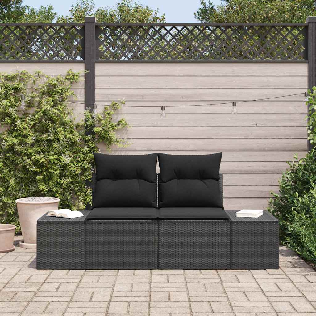 Sofa Ogrodowa z poduszką Czarny 184 x 62 x 69 cm polirattan vidaXL