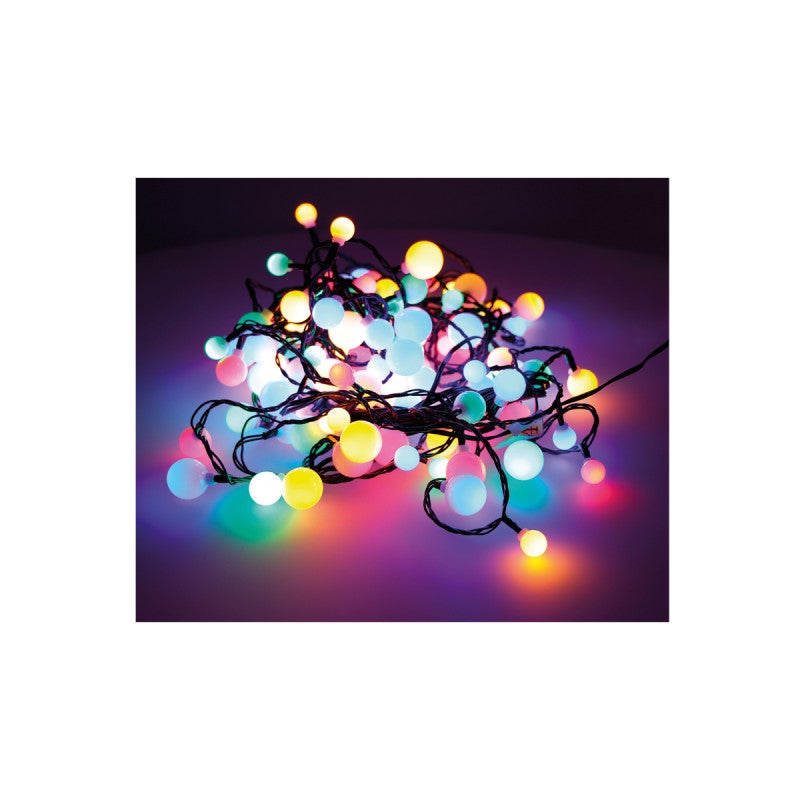 Guirlande lumineuse sphérique EDM - style guinguette - multicolore - 120 ampoules LED - 14 m - 71015 - 2