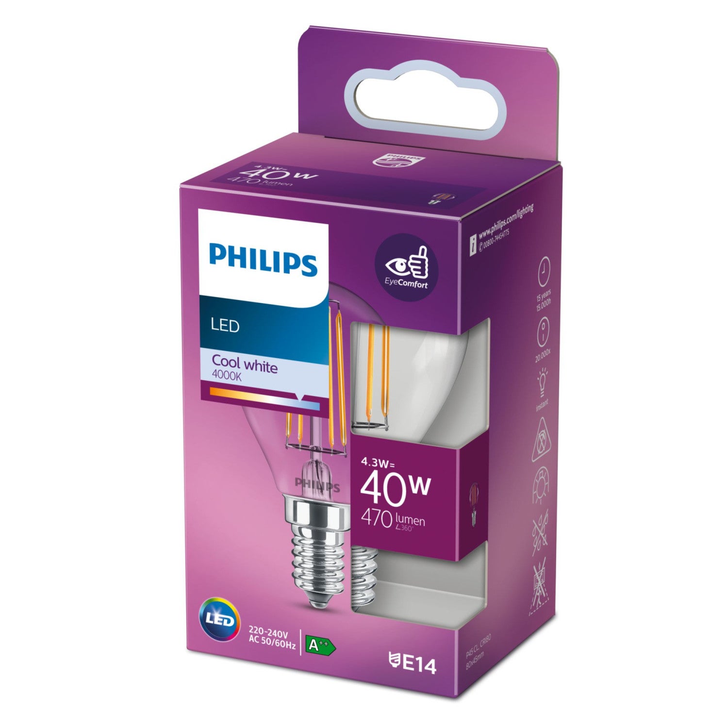 Philips 8718699762278 ampoule LED 4,3 W E14 F - 3
