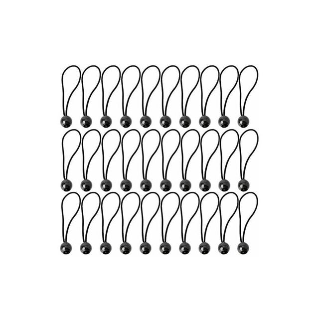 Lot De 25 Tendeurs élastiques Avec Boule Noire 195mm - Pour Tentes, Bâches