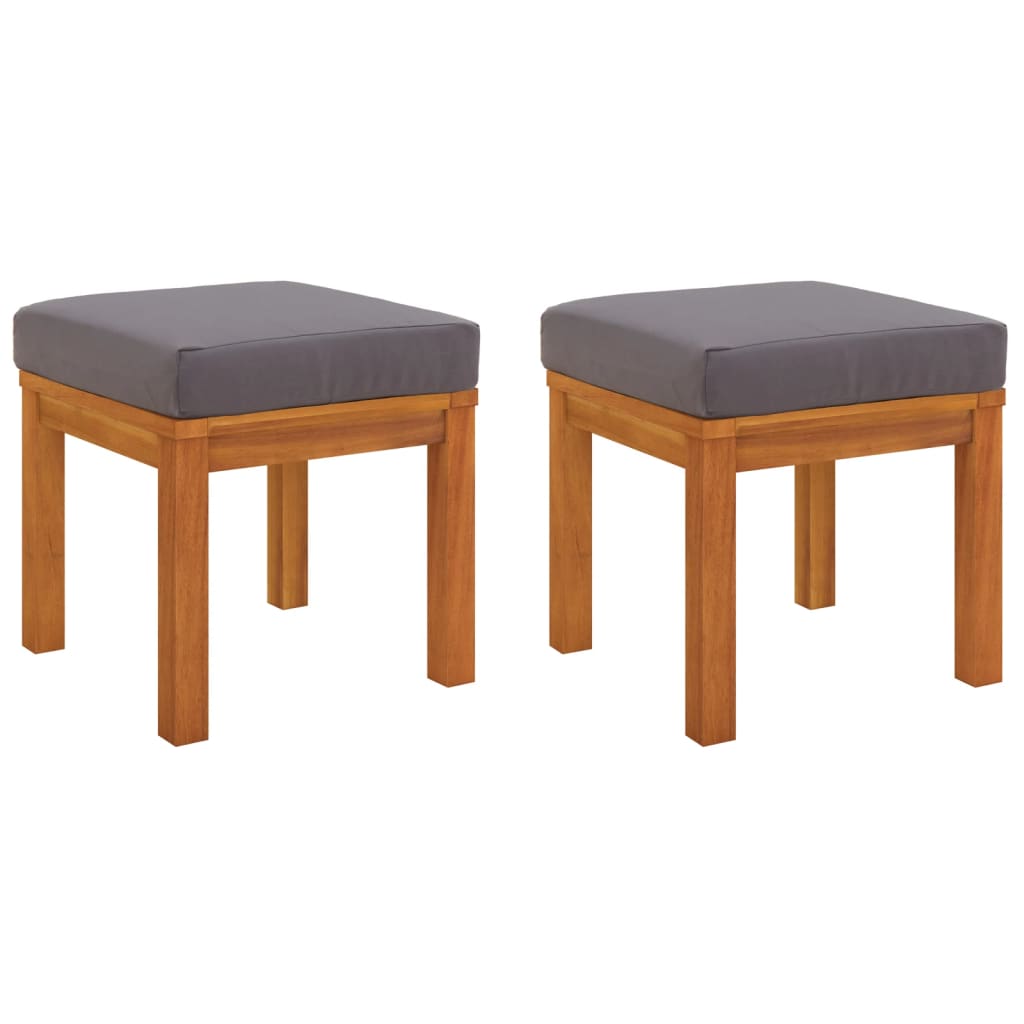 VidaXL 2X Repose-Pieds Jardin Bois De Pin Massif Avec Coussins - Meuble Extérieur Modulaire