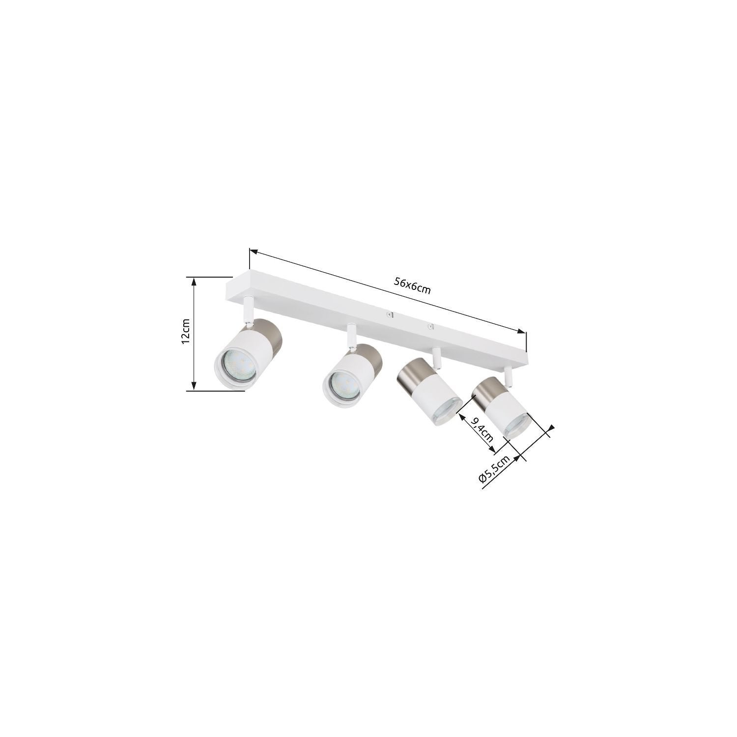 Spot métal blanc mat, 4x GU10 - 8