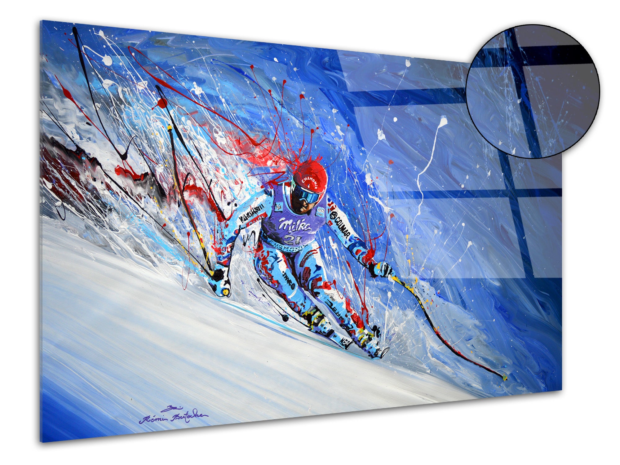 Reproduction peinture sur plexiglas imprimée Skieur Leroy Merlin — free download